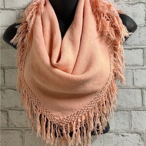 Vintage Peach Fringe Scarf Wrap 80’s
